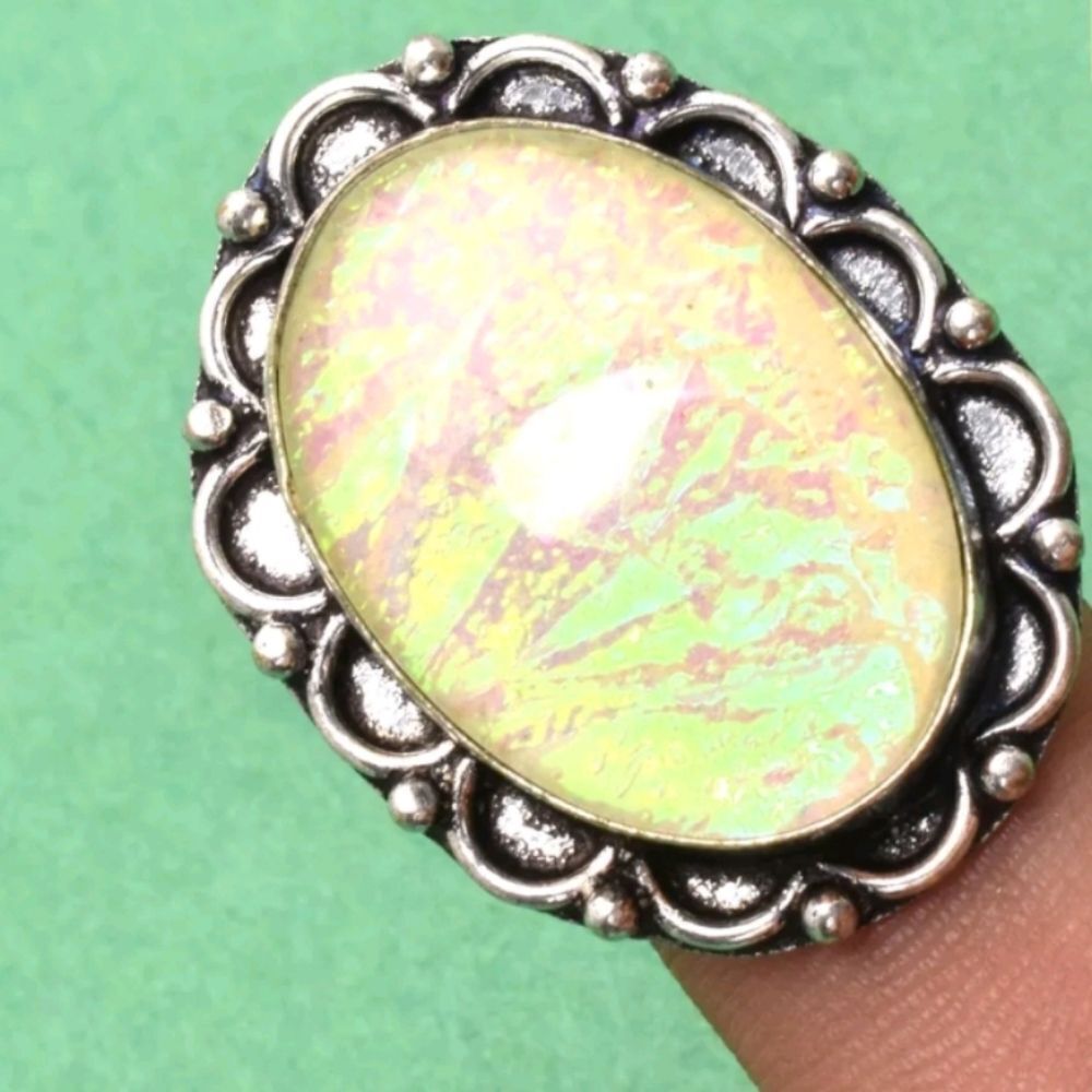 Dichroic Oval Glass Ring - 5.75